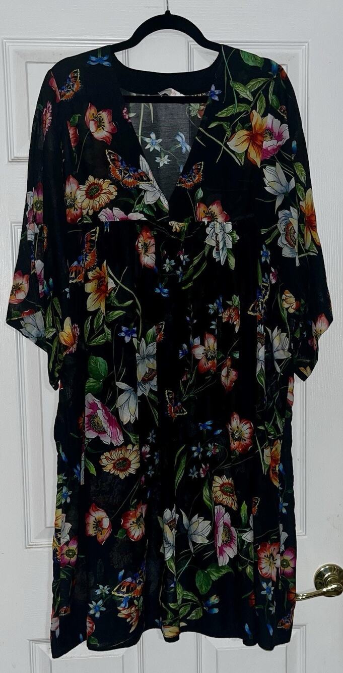Johnny Was Ombre Garden Easy Swim Cover-Up Dress Boho Sz XL